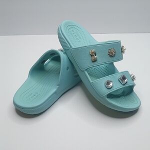 Crocs Aqua Jeweled charm slide Sandals